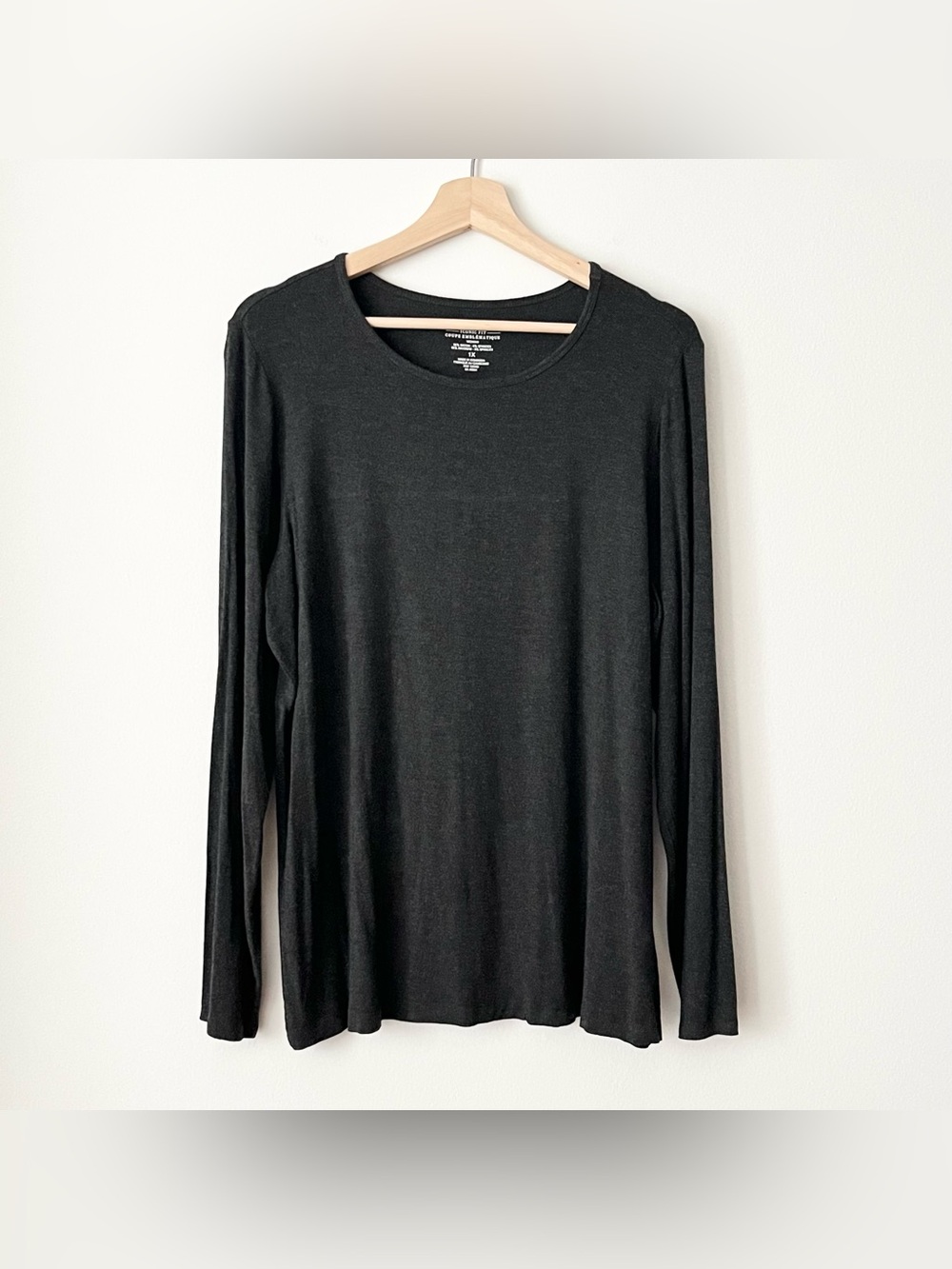 Lord & Taylor Iconic Fit Women's Long Sleeve T-Shirt Top 1X Gray Soft Comfy